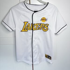NBA Los Angeles Lakers Official Button‎ Up Jersey Youth Sz 14-16 White